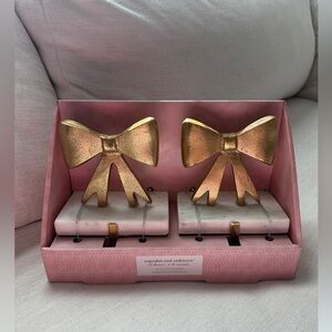Cupcakes and Cashmere Gold Bow Christmas Stocking Holders